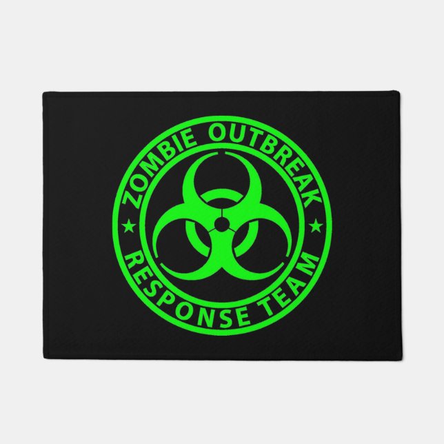 Zombie Outbreak Response Team Neon Green Doormat (Front)