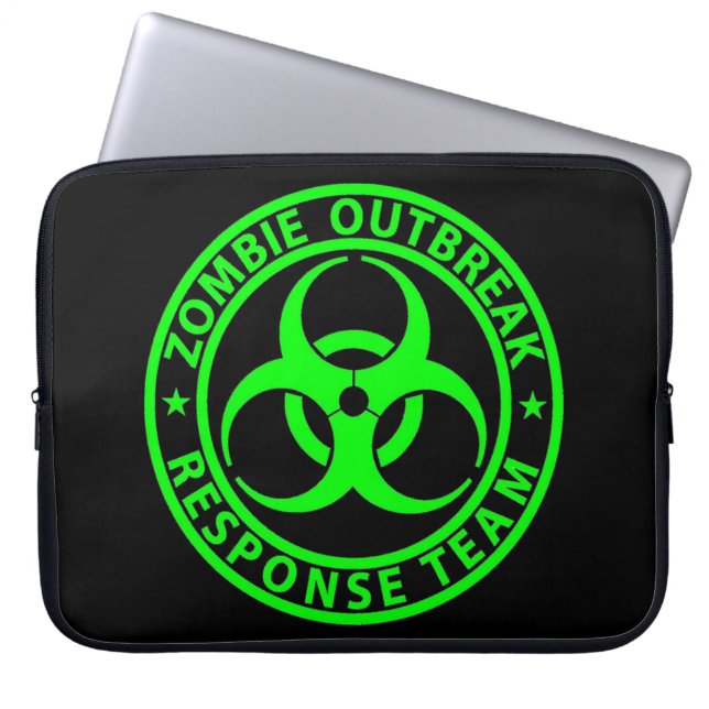 Zombie Outbreak Response Team Neon Green Laptop Sleeve (Front)