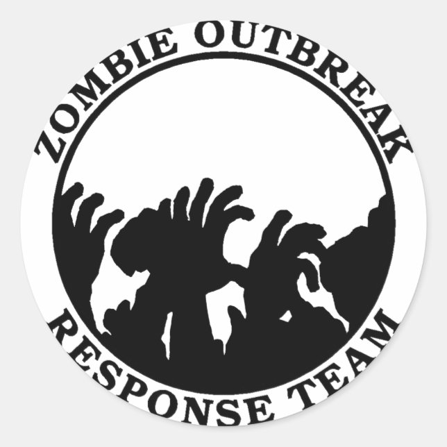 Zombie Outbreak Response Team (Zombie Hands) Classic Round Sticker (Front)