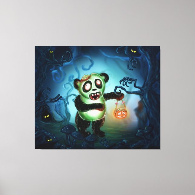 Zombie Panda Halloween Forest Canvas Print (Front)