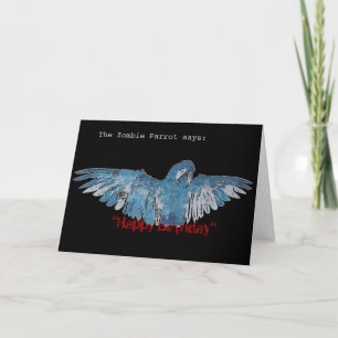 Zombie Parrot "Happy Birthday" Card (blue/black)