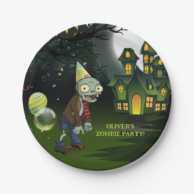 Zombie Party Birthday Halloween Paper Plate (Front)