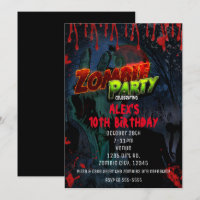 ZOMBIE PARTY Halloween Comic Party Invitations