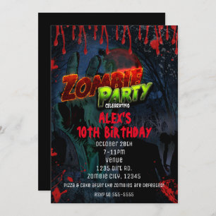 ZOMBIE PARTY Halloween Comic Party Invitations