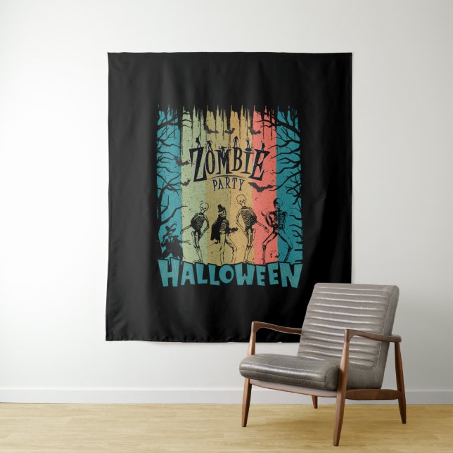 Zombie Party, Halloween Tapestry (In Situ)