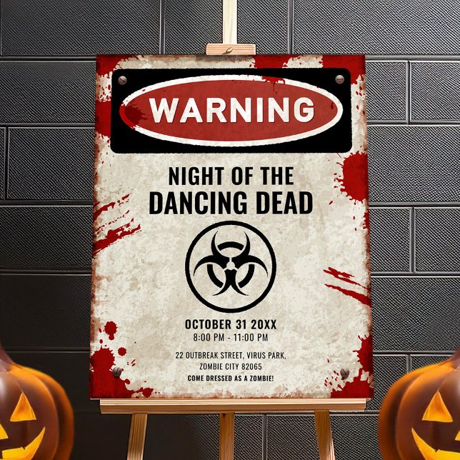 Zombie party sign with blood & biohazard symbol (Creator Uploaded)