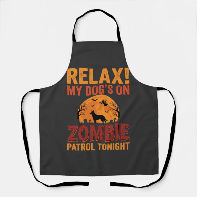 Zombie Patrol Dog Halloween Apron (Front)