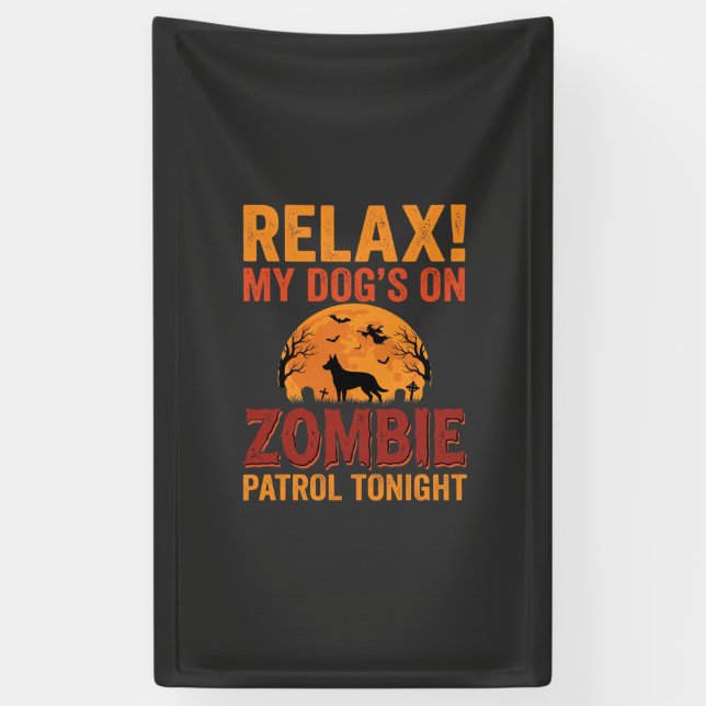 Zombie Patrol Dog Halloween Banner (Vertical)