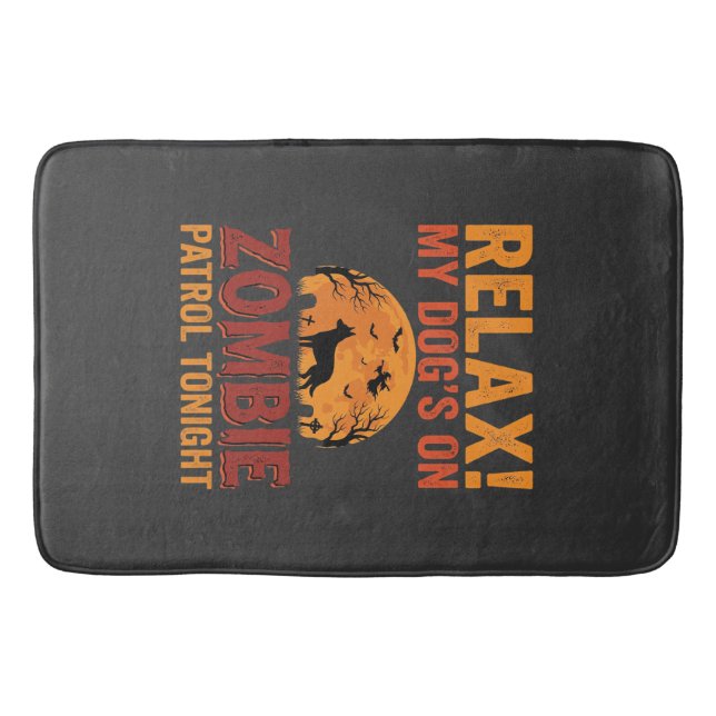 Zombie Patrol Dog Halloween Bath Mat (Front)