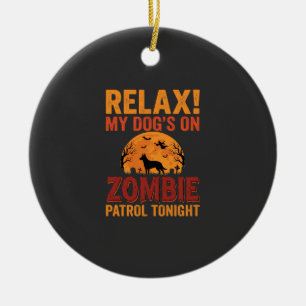 Zombie Patrol Dog Halloween Ceramic Tree Decoration
