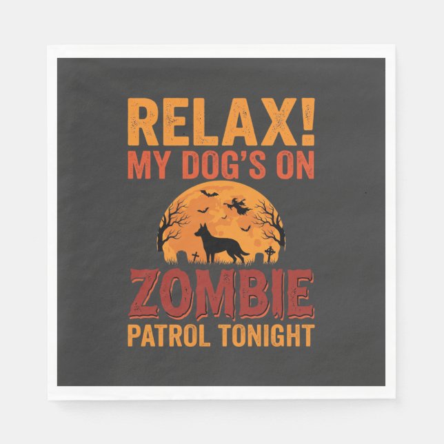 Zombie Patrol Dog Halloween Napkin (Front)