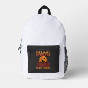 Zombie Patrol Dog Halloween Printed Backpack