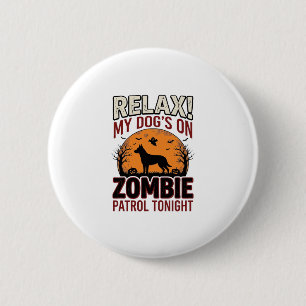 Zombie Patrol Dog Halloween Vintage Engraving Desi 6 Cm Round Badge