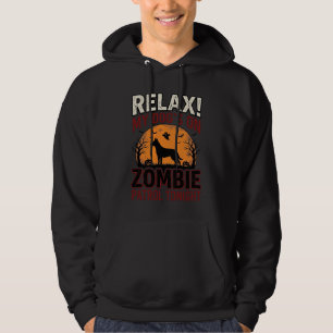 Zombie Patrol Dog Halloween Vintage Engraving Desi Hoodie