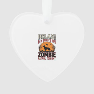 Zombie Patrol Dog Halloween Vintage Engraving Desi Ornament