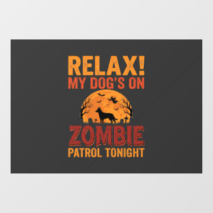 Zombie Patrol Dog Halloween Window Cling