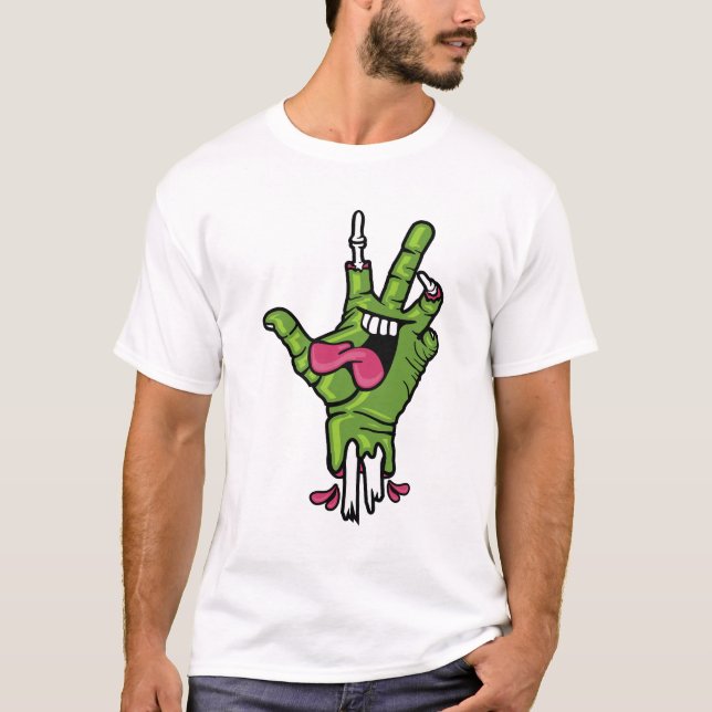 Zombie Peace Hand Cartoon Tee (Front)