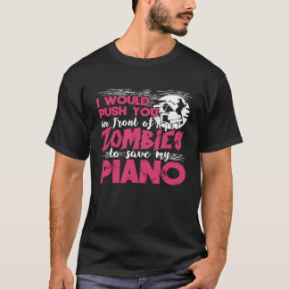 Zombie Piano Player Pianist Keyboard Funny Graphic T-Shirt