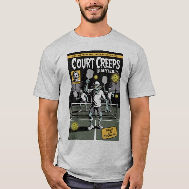 Zombie Pickleball Paddle Comic Design T-Shirt (Front)