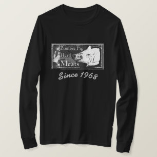 Zombie Pig Head Meats - Since 1968 Black & White T-Shirt