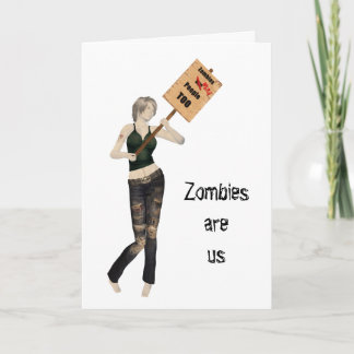 Zombie Pin Up Girl Protest I Halloween Card