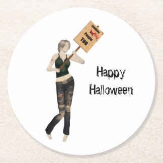 Zombie Pin Up Girl Protest I Paper Coaster