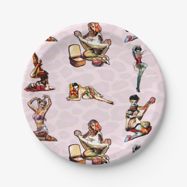 Zombie Pin Ups Paper Plate (Front)
