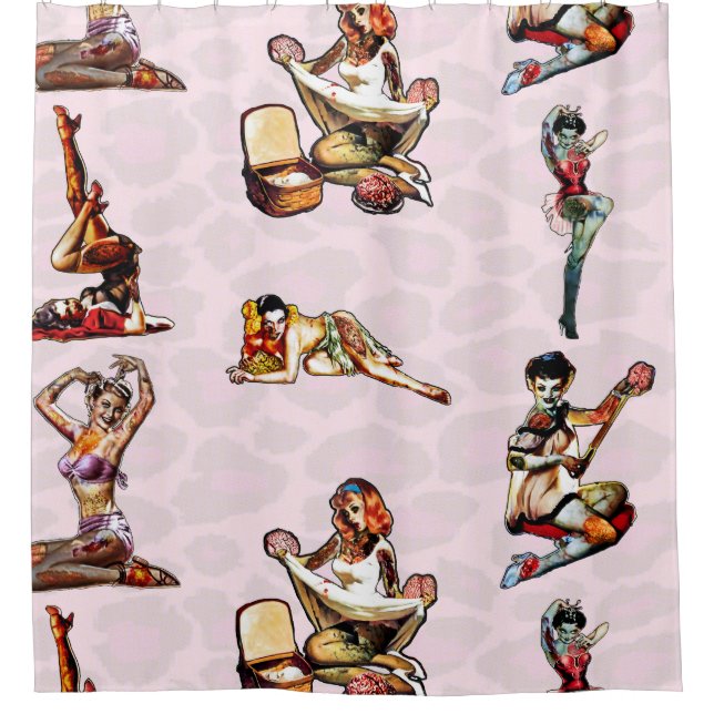 Zombie Pin Ups Shower Curtain (Front)