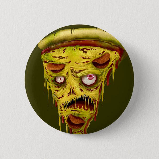 _zombie pizza 6 cm round badge (Front)