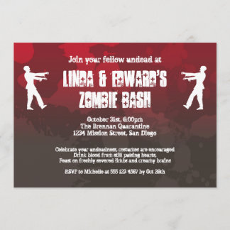 Zombie plague invasion red splatter gore Halloween Invitation
