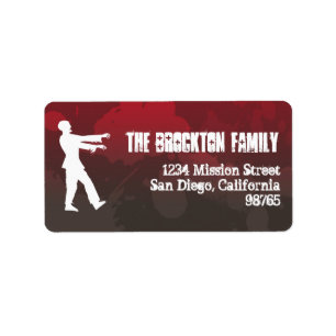 Zombie plague invasion red splatter gore Halloween Label