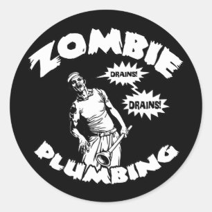Zombie Plumbing Classic Round Sticker