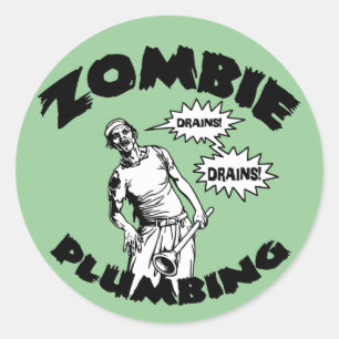 Zombie Plumbing Classic Round Sticker