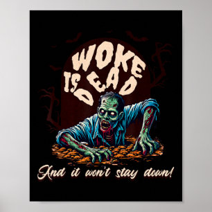 Zombie Political Humour Woke Is Dead Halloween Poster