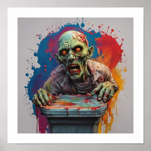 Zombie Posing for Shot Halloween Poster (Front)