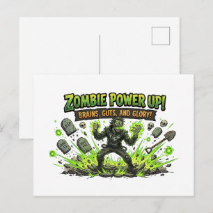 Zombie Power Up Gamer Graphic Postcard