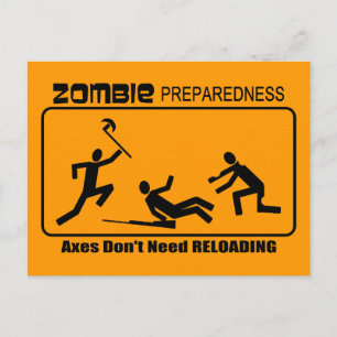 Zombie Preparedness Axes Reload Design Postcard