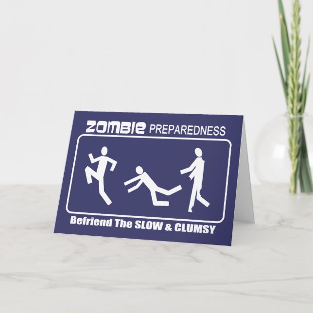 Zombie Preparedness Befriend Slow WHITE Design Card (Front)