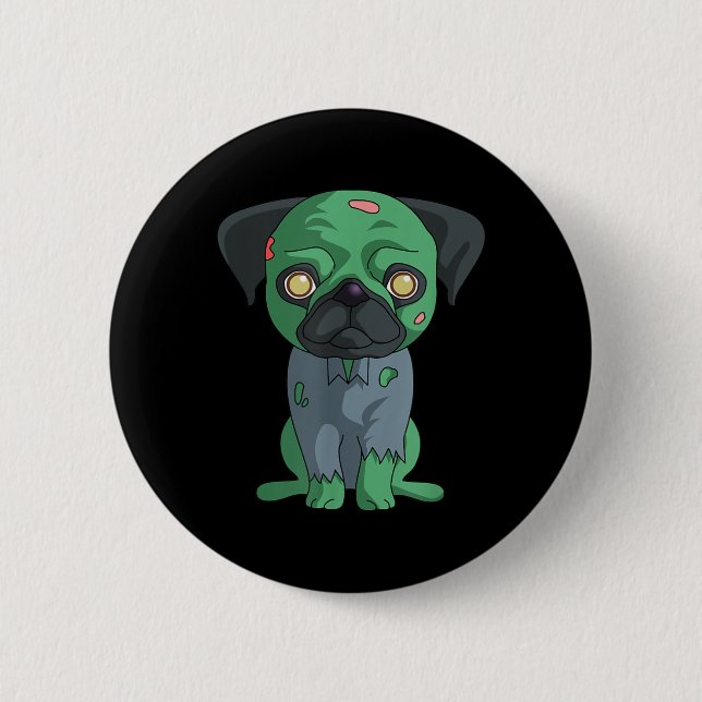 Zombie Pug 6 Cm Round Badge (Front)
