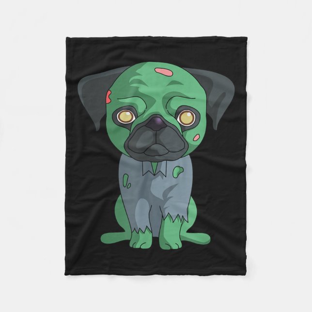 Zombie Pug Fleece Blanket (Front)