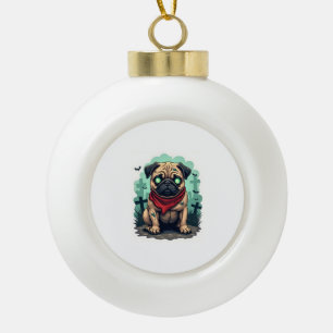 Zombie Pug Parade Ceramic Ball Christmas Ornament