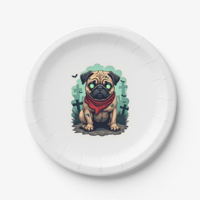Zombie Pug Parade Paper Plate (Front)