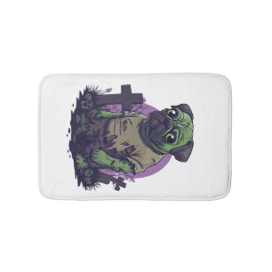 Zombie Pug � Undead Funny Halloween Dog Bath Mat