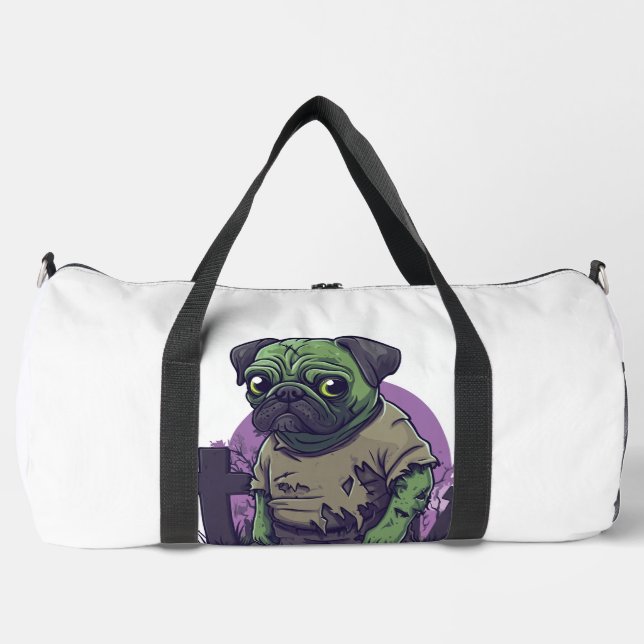 Zombie Pug � Undead Funny Halloween Dog Duffle Bag (Front)