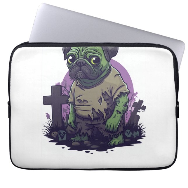 Zombie Pug � Undead Funny Halloween Dog Laptop Sleeve (Front)