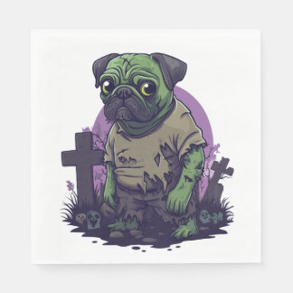 Zombie Pug � Undead Funny Halloween Dog Napkin