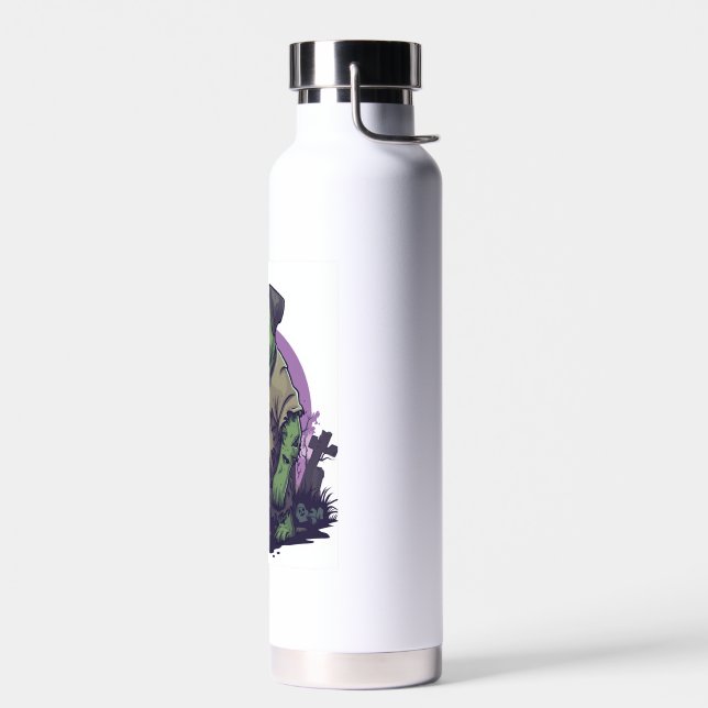 Zombie Pug � Undead Funny Halloween Dog Water Bottle (Left)