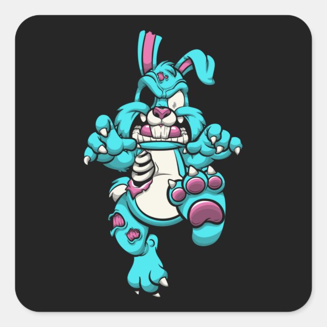Zombie Rabbit Halloween Cartoons Character Square Sticker (Front)