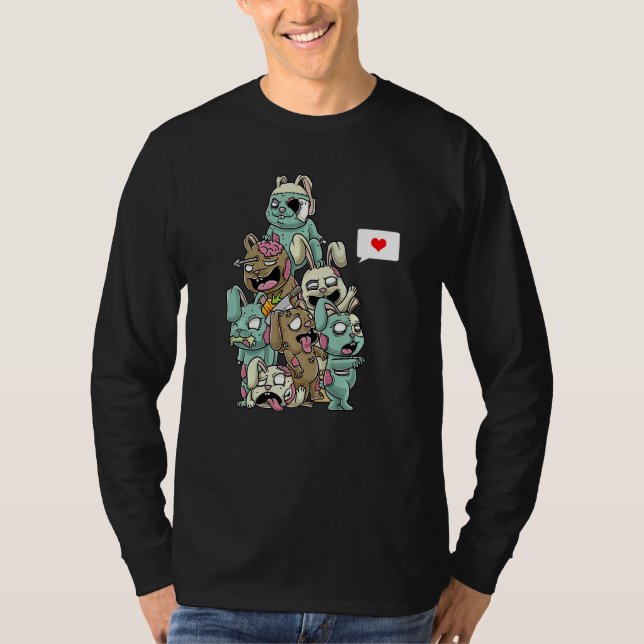 Zombie Rabbit Scary Halloween Bunny T-Shirt (Front)