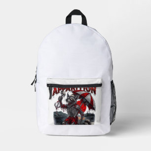 Zombie Racoon holding Skull & Umbrella Macabre Printed Backpack